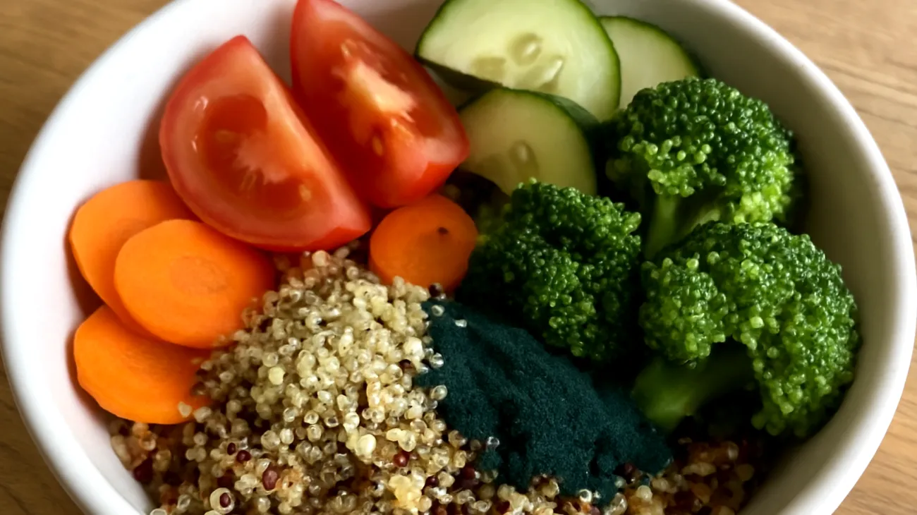 Amaranth-Quinoa-Bowl mit Hanfsamen und Spirulina"